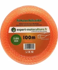 ADAPTABLE Fil Débroussailleuse Hélicoïdal Silencieux L: 100m, Ø: 2,00mm.