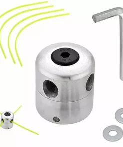 BEARSU Tête De Coupe-herbe En Aluminium Tête De Débroussailleuse Universelle Tête De Coupe Bobine Avec 4 Nylon Ligne Coupe Bordure Tête Double Fil Bobine Pour Débroussailleuse à Gazon Et Brosse Cutter