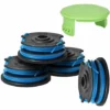LITZEE Bobine De Rechange Pour Coupe-Bordures, 4 Pièces Bobine De Tondeuse à Gazon Bobines De Mangeur De Mauvaises Herbes Avec Couvercle Accessoires De Remplacement Pour Ryobi AC14RL3A AC80RL3