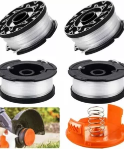 ALMI Tête De Débroussailleuse 4 Pcs Bobines De Rechange De Tondeuse à Gazon Blanc Bobine De Remplacement à Alimentation Automatique En Nylon Bobine De Rechange Pour Coupe-bordure Coupe-herbe, 1,65 Mm De Diamètre
