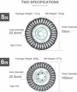 ELLE Tête De Désherbage Fil D'acier, 6/8 Pouce Brosse Rotative Disque De Pinceau à Roue Pour Outils De Pelouse Jardin Agriculture - Trou Intérieur 25.4mm (6 Pouce) 11 ELLE Tête De Désherbage Fil D'acier, 6/8 Pouce Brosse Rotative Disque De Pinceau à Roue Pour Outils De Pelouse Jardin Agriculture - Trou Intérieur 25.4mm (6 Pouce) -Débroussailleuse Soldes Magasin 43635984 5
