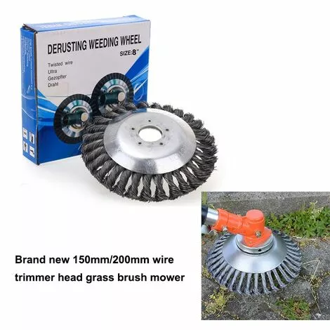 DECKON Tête De Coupe-herbe En Fil D'acier, 150+200mm, Tête De Coupe-herbe De Jardin à Bord Rond, Brosse De Désherbage, Tondeuse à Gazon, Outil De Jardin 6 DECKON Tête De Coupe-herbe En Fil D'acier, 150+200mm, Tête De Coupe-herbe De Jardin à Bord Rond, Brosse De Désherbage, Tondeuse à Gazon, Outil De Jardin – Image 4