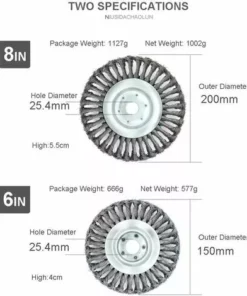 BARES Tête De Désherbage Fil D'acier, 6/8 Pouce Brosse Rotative Disque De Pinceau à Roue Pour Outils De Pelouse Jardin Agriculture - Trou Intérieur 25.4mm (6 Pouce) -Débroussailleuse Soldes Magasin 53664491 4