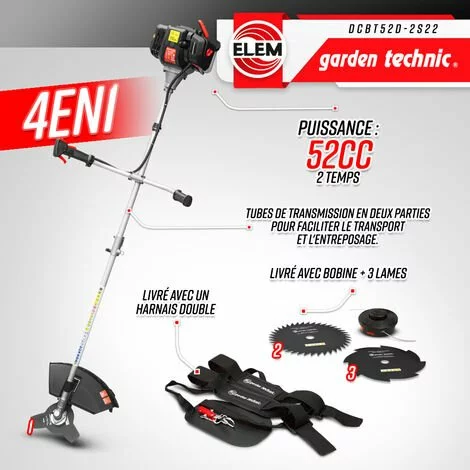 ELEM GARDEN TECHNIC Débroussailleuse Thermique 52cc - Bobine + 3 Lames - Elem Garden 4 ELEM GARDEN TECHNIC Débroussailleuse Thermique 52cc - Bobine + 3 Lames - Elem Garden – Image 2