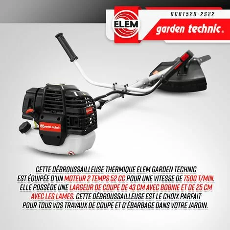 ELEM GARDEN TECHNIC Débroussailleuse Thermique 52cc - Bobine + 3 Lames - Elem Garden 6 ELEM GARDEN TECHNIC Débroussailleuse Thermique 52cc - Bobine + 3 Lames - Elem Garden – Image 4
