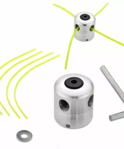 REGALOS Tête De Débroussailleuse Universelle Aluminium Fils Tête Coupe-bordure Tête Double Fil Bobine Tête Fil Nylon Pour Tondeuse, 1 Têtes De Fil + 4 Fils