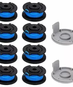 HKLFFJA 10 Paquets Bobine De Rechange Pour Coupe-bordure De Ligne 0,065 Pouce Pour Ryobi 18v 24v 40v, Compatible Avec Ryobi One + AC14RL3A, Coupe-fil Sans Fil Line 11ft, 8 Bobines + 2 Capuchons De Coupe
