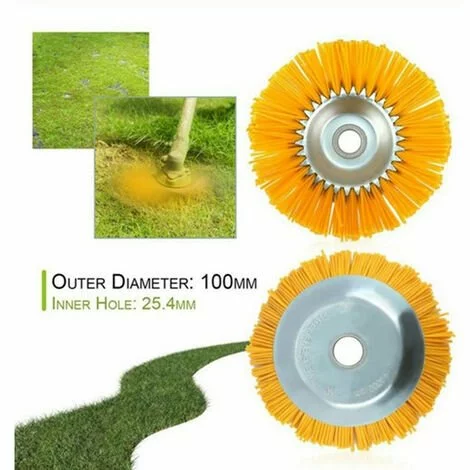 LIRIKA Brosse Anti-mauvaises Herbes En Nylon Pour Débroussailleuse - Outil De Jardin - Tête De Débroussailleuse - Trou Intérieur 25,4 Mm - Jaune - 200 Mm 6 LIRIKA Brosse Anti-mauvaises Herbes En Nylon Pour Débroussailleuse - Outil De Jardin - Tête De Débroussailleuse - Trou Intérieur 25,4 Mm - Jaune - 200 Mm – Image 4