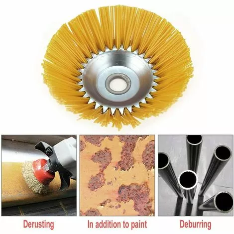LIRIKA Brosse Anti-mauvaises Herbes En Nylon Pour Débroussailleuse - Outil De Jardin - Tête De Débroussailleuse - Trou Intérieur 25,4 Mm - Jaune - 200 Mm 7 LIRIKA Brosse Anti-mauvaises Herbes En Nylon Pour Débroussailleuse - Outil De Jardin - Tête De Débroussailleuse - Trou Intérieur 25,4 Mm - Jaune - 200 Mm – Image 5