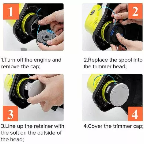 HKLFFJA 6 Paquets Bobine De Rechange Pour Coupe-bordure De Ligne 0,065 Pouce Pour Ryobi 18v 24v 40v, Compatible Avec Ryobi One + AC14RL3A, Coupe-fil Sans Fil Line 11ft, 8 Bobines + 2 Capuchons De Coupe 7 HKLFFJA 6 Paquets Bobine De Rechange Pour Coupe-bordure De Ligne 0,065 Pouce Pour Ryobi 18v 24v 40v, Compatible Avec Ryobi One + AC14RL3A, Coupe-fil Sans Fil Line 11ft, 8 Bobines + 2 Capuchons De Coupe – Image 5