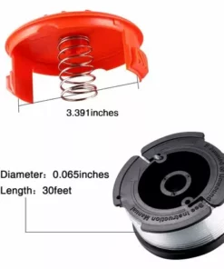 HKLFFJA Bobine De Remplacement à Alimentation Automatique, Compris 2 Paquets Bobines De Remplacement (32,8 Ft 0,065 Pouces) Et Capuchon Compatible Avec Black Et Decker Af-100 (3 Pièces) -Débroussailleuse Soldes Magasin 57121723 2