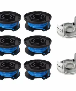 HKLFFJA 8 Pièces Bobine De Rechange Pour Débroussailleuse,Compatible Avec Ryobi One + AC14RL3A-18V 24V 40V,Coupe-fil Sans Fil Line 11ft,6 Bobines + 2 Capuchons De Coupe