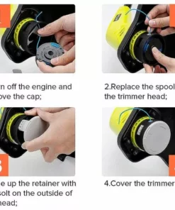 FVBJD 10 Paquets Bobine De Rechange Pour Coupe-bordure De Ligne 0,065 Pouce Pour Ryobi 18v 24v 40v, Compatible Avec Ryobi One + AC14RL3A, Coupe-fil Sans Fil Line 11ft, 8 Bobines + 2 Capuchons De Coupe -Débroussailleuse Soldes Magasin 58677409 5