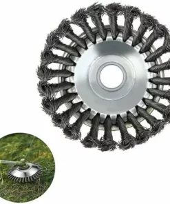 AOUGO Brosse De Débroussailleuse à Gazon, 6 Pouce Tête De Tondeuse à Fil Avec Roue En Fil D'acier Solide, Brosse à Désherber Ronde En Métal