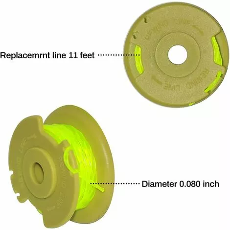 ENLENK 6 Pièces Bobine De Tondeuse, Couvercle De Bobine De Tondeuse, Bobine De Remplacement De Tondeuse, Bobine De Tondeuse De Ø 2mm De Diamètre Pour Ryobi 18v 24v 40v, AC80RL3 4 ENLENK 6 Pièces Bobine De Tondeuse, Couvercle De Bobine De Tondeuse, Bobine De Remplacement De Tondeuse, Bobine De Tondeuse De Ø 2mm De Diamètre Pour Ryobi 18v 24v 40v, AC80RL3 – Image 2