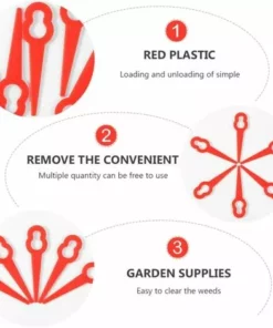 QERSTA 100 Pièces Lames De Coupe En Plastique, 76mm Lames De Tondeuse à Gazon Coupe-Herbe Pour Trim Lawn Garden Plant (Rouge) -Débroussailleuse Soldes Magasin 59161899 2