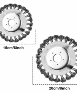 FLYME Tête De Désherbage Fil D'acier, Brosse Anti-Mauvaises Herbes，6 Pouce Brosse Rotative Disque De Pinceau à Roue Pour Outils De Pelouse Jardin Agriculture - Rechange Pour Tonte -Débroussailleuse Soldes Magasin 59713229 2