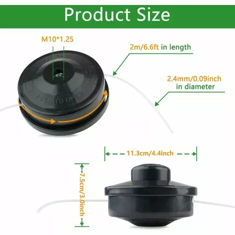 Cisea Tête De Débroussailleuse Universelle Nylon Bobine De Rechange Et Tête De Coupe M10 X 1,25 Pour Débroussailleuse Thermique à Essence 4 Cisea Tête De Débroussailleuse Universelle Nylon Bobine De Rechange Et Tête De Coupe M10 X 1,25 Pour Débroussailleuse Thermique à Essence – Image 2