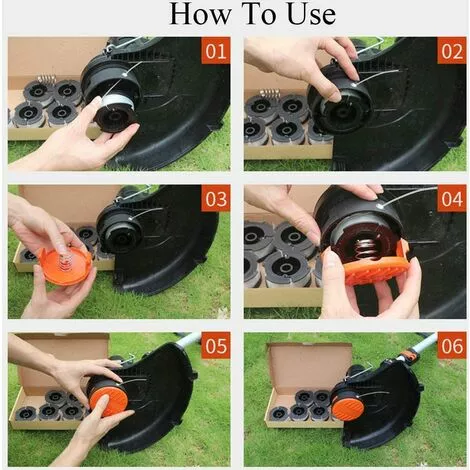 DENUOTOP Fil (4 Couvre-bobines + 4 Ressorts) Capuchon De Bobine De Rechange Pour Compatibles Avec Black Decker GH900 LST201 GH600 NST2018 CST2000, Couvre-bouchon Weed Eater Wacker Cap 7 DENUOTOP Fil (4 Couvre-bobines + 4 Ressorts) Capuchon De Bobine De Rechange Pour Compatibles Avec Black Decker GH900 LST201 GH600 NST2018 CST2000, Couvre-bouchon Weed Eater Wacker Cap – Image 5