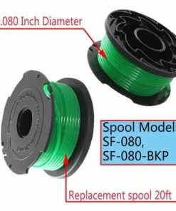 DENUOTOP Fil Ligne De Bobine D'alimentation Automatique De Remplacement Pour Coupe-bordure SF-080 De 20 Pieds 0,080 Pouce Compatible Avec Pour Black Et Decker GH3000 LST540 GH3000R SF-080-BKP Coupe-bordure (paquet De 6) 9 DENUOTOP Fil Ligne De Bobine D'alimentation Automatique De Remplacement Pour Coupe-bordure SF-080 De 20 Pieds 0,080 Pouce Compatible Avec Pour Black Et Decker GH3000 LST540 GH3000R SF-080-BKP Coupe-bordure (paquet De 6) -Débroussailleuse Soldes Magasin 60007909 3