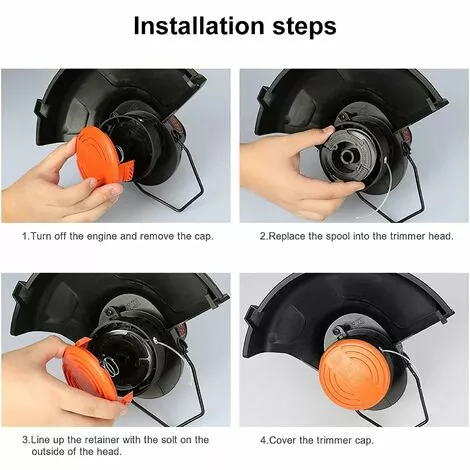DENUOTOP Fil Couvercles De Capuchon De Bobine De Rechange Pour Coupe-herbe Compatibles Pour Coupe-herbe Black + Decker, Paquet De 4 (4 Capuchons De Bobine + 4 Ressorts) 6 DENUOTOP Fil Couvercles De Capuchon De Bobine De Rechange Pour Coupe-herbe Compatibles Pour Coupe-herbe Black + Decker, Paquet De 4 (4 Capuchons De Bobine + 4 Ressorts) – Image 4