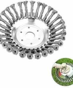 FR-LIFE Brosse De Débroussailleuse à Gazon,BR-Vie 200x25.4mm Brosse à Désherber Ronde Pour éliminer Les Mauvaises Herbes, Tête Brosse Rotative Avec Roue En Fil D'acier Massif Pour Jardin Agriculture(8 Pouce)