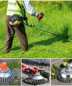 FONTAINEBLEAU Brosse à Mauvaise Herbes, Tête Débroussailleuse Tondeuse à Gazon Brosse 200 X 25 Mm D'alésage. Brosse En Acier Fils Entrelacés,une Pièce，Fonepro -Débroussailleuse Soldes Magasin 60568212 5