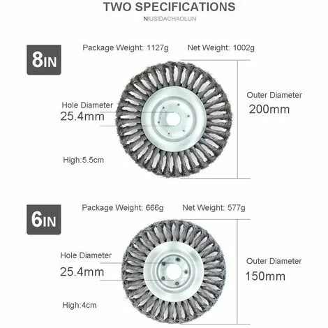 ENLENK Tête De Désherbage Fil D'acier, 6 Pouce Brosse Rotative Disque De Pinceau à Roue Pour Outils De Pelouse Jardin Agriculture - Trou Intérieur 25.4mm (6 Pouce) 4 ENLENK Tête De Désherbage Fil D'acier, 6 Pouce Brosse Rotative Disque De Pinceau à Roue Pour Outils De Pelouse Jardin Agriculture - Trou Intérieur 25.4mm (6 Pouce) – Image 2