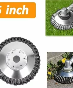MONLY Brosse De Débroussailleuse à Gazon,Brosse à Mauvaises,Tête De Tondeuse à Fil Avec Roue En Fil D'acier Solide,Brosse à Désherber Ronde En Métal,Peut Enlever Efficacement Les Mauvaises Herbes(6 Pouces)