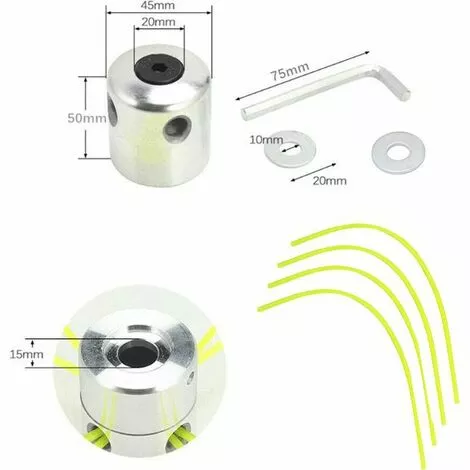 JOORRT Te De Coupeherbe En Aluminium ;te De ;broussailleuse Universelle Te De Coupe Bobine Avec 4 Nylon Ligne Coupe Bordure Te Double Fil Bobine 4 JOORRT Te De Coupeherbe En Aluminium ;te De ;broussailleuse Universelle Te De Coupe Bobine Avec 4 Nylon Ligne Coupe Bordure Te Double Fil Bobine – Image 2