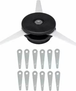 CESIèCLEFOU Tête De Débroussailleuse De Rechange Et 12 Lames De Rechange Avec 12 Lames En Nylon Et Tête De Coupe Lefou
