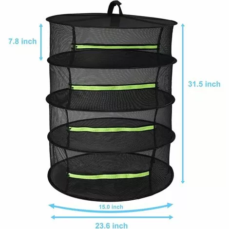 OSQI Étendoir à Herbes Suspendu Étendoir En Maille Pour Plantes Sèche-herbes Filet Sec Pliable Avec Fermeture éclair Pour Graines, Bourgeons, Noix, Plantes Hydroponiques (4 Couches) 4 OSQI Étendoir à Herbes Suspendu Étendoir En Maille Pour Plantes Sèche-herbes Filet Sec Pliable Avec Fermeture éclair Pour Graines, Bourgeons, Noix, Plantes Hydroponiques (4 Couches) – Image 2