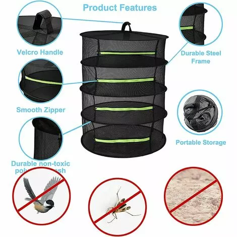 OSQI Étendoir à Herbes Suspendu Étendoir En Maille Pour Plantes Sèche-herbes Filet Sec Pliable Avec Fermeture éclair Pour Graines, Bourgeons, Noix, Plantes Hydroponiques (4 Couches) 5 OSQI Étendoir à Herbes Suspendu Étendoir En Maille Pour Plantes Sèche-herbes Filet Sec Pliable Avec Fermeture éclair Pour Graines, Bourgeons, Noix, Plantes Hydroponiques (4 Couches) – Image 3