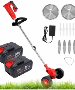 MAGICFOX Débroussailleuse Sans Fil Avec 2 Batteries 4.0A , 3 En 1 Coupe-Bordure 90° Régler Avec Roue De Guidage Pour Coupe De Jardin, Pelouse