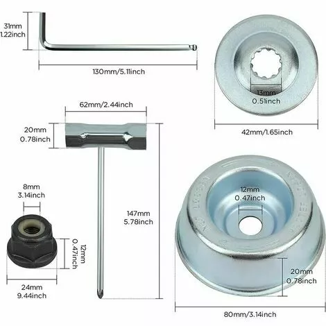 KAEJYIUT Kit Ecrou Tete Debroussailleuse Universelle, Pour Débroussailleuse Thermique, Stihl, Echo, Ryobi Tete 4 KAEJYIUT Kit Ecrou Tete Debroussailleuse Universelle, Pour Débroussailleuse Thermique, Stihl, Echo, Ryobi Tete – Image 2