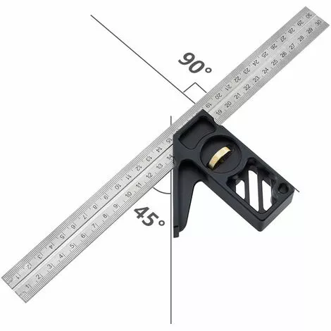 QERSTA Outil De Mesure De Charpentier à Angle De 45 à 90 Degrés Réglable En Alliage D'aluminium De 300 Mm 4 QERSTA Outil De Mesure De Charpentier à Angle De 45 à 90 Degrés Réglable En Alliage D'aluminium De 300 Mm – Image 2