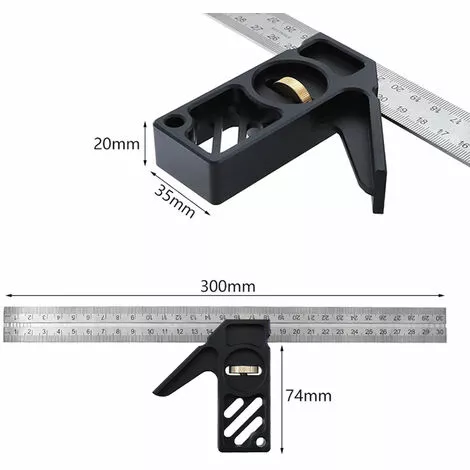 QERSTA Outil De Mesure De Charpentier à Angle De 45 à 90 Degrés Réglable En Alliage D'aluminium De 300 Mm 5 QERSTA Outil De Mesure De Charpentier à Angle De 45 à 90 Degrés Réglable En Alliage D'aluminium De 300 Mm – Image 3