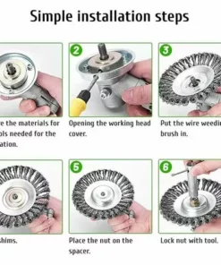 THSINDE Tete Brosse Debroussailleuse, 6'' Brosse De Desherbage, Brosse De Débroussailleuse, Brosse Rotative Debroussailleuse, Tête Brosse Désherbage, Accessoires De Tondeuse à Gazon -Débroussailleuse Soldes Magasin 66176055 5
