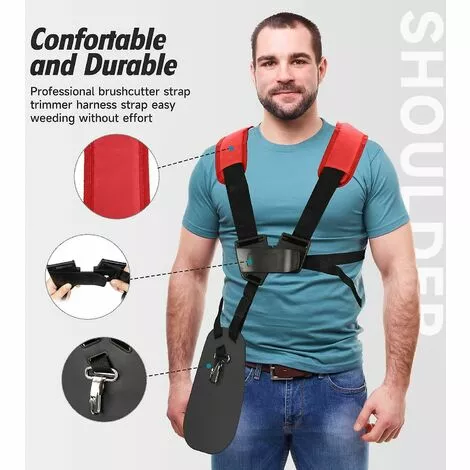 Cisea Sling Trimmer - Tondeuse à Double Harnais D'épaule Avec Ceinture En Nylon Durable Réglable Pour Tondeuse Stihl Fs, Km Series (rouge) 4 Cisea Sling Trimmer - Tondeuse à Double Harnais D'épaule Avec Ceinture En Nylon Durable Réglable Pour Tondeuse Stihl Fs, Km Series (rouge) – Image 2
