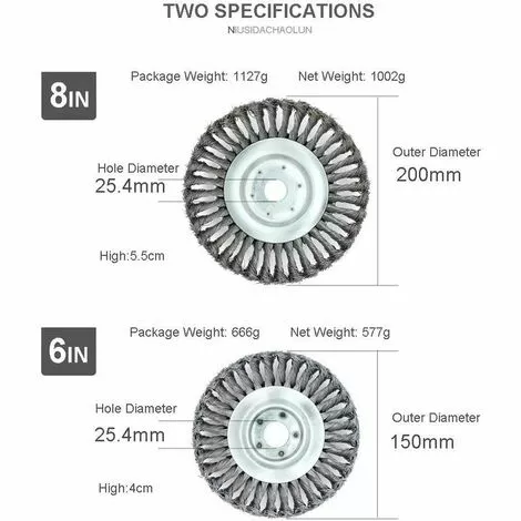 FLETéçA Brosse à Désherber Brosse à Désherber, Brosse à Désherber Rotative De 6 Pouces Brosse Conique Tressée En Fil D'acier Avec Disque De Torsion, Diamètre 150 Mm, Alésage 25,4 Mm (6 Pouces) 5 FLETéçA Brosse à Désherber Brosse à Désherber, Brosse à Désherber Rotative De 6 Pouces Brosse Conique Tressée En Fil D'acier Avec Disque De Torsion, Diamètre 150 Mm, Alésage 25,4 Mm (6 Pouces) – Image 3