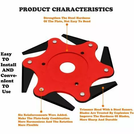 FVO Tête De Coupe Extérieure Lame De Débroussailleuse 65Mn Accessoires De Tête De Tondeuse À Gazon 6 Remplacement De La Tondeuse De Rasoir En Acier Avec Affûteuse De Lame (Kits D'Adaptateur Non Inclus) 5 FVO Tête De Coupe Extérieure Lame De Débroussailleuse 65Mn Accessoires De Tête De Tondeuse À Gazon 6 Remplacement De La Tondeuse De Rasoir En Acier Avec Affûteuse De Lame (Kits D'Adaptateur Non Inclus) – Image 3