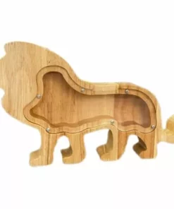 DECKON Animal En Bois Forme De Dinosaure Piggy Bank Money Saving Box Enfants Cadeau Décoration De La Maison Lion