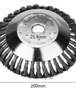 ALMI Brosse à Désherber Ronde Pour Débroussailleuse, 8'' Tête Brosse Désherbage Pour Outils De Pelouse Jardin Agriculture, 200 X 25,4mm Brosse Rotative Avec Roue En Fil D'acier Massif (8 Pouce) -Débroussailleuse Soldes Magasin 67257493 5