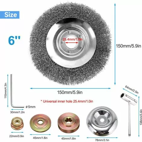 OCXIN Débroussailleuse à Mauvaises Herbes, Brosse à Mauvaises Herbes De 150 Mm * 25,4 Mm, Accessoires De Débroussailleuse Professionnels, élimination Efficace De La Mousse à Brosse Métallique Fine, élimination De La Rouille, Désherbage (6 Pouces) 4 OCXIN Débroussailleuse à Mauvaises Herbes, Brosse à Mauvaises Herbes De 150 Mm * 25,4 Mm, Accessoires De Débroussailleuse Professionnels, élimination Efficace De La Mousse à Brosse Métallique Fine, élimination De La Rouille, Désherbage (6 Pouces) – Image 2