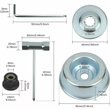 LLOVE Kit Ecrou Tete Debroussailleuse Universelle,pour Débroussailleuse Thermique, Stihl, Echo, Ryobi Tete 4 LLOVE Kit Ecrou Tete Debroussailleuse Universelle,pour Débroussailleuse Thermique, Stihl, Echo, Ryobi Tete – Image 2